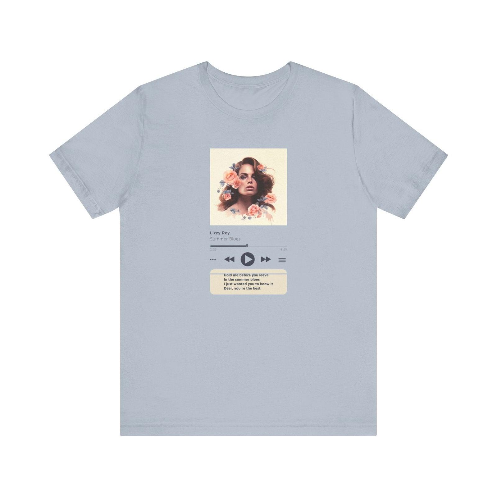 Classic Summer Blues Lyric T Shirt | Light Blue Twill Tees